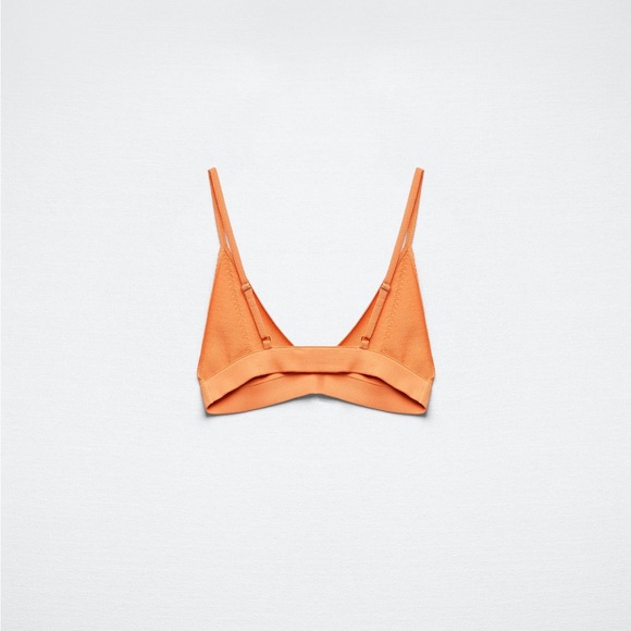 ZARA Orange Knit Triangle Bralette - Picture 3 of 8